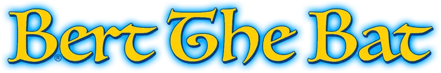 ert the Bat title lettering in yellow story book font with blue glow